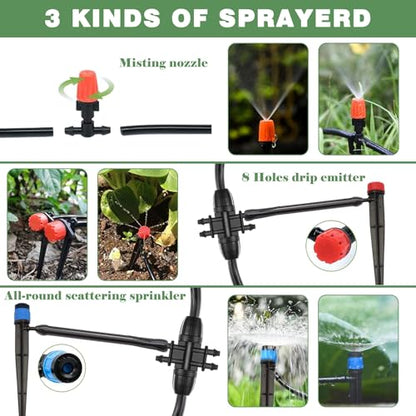 200FT+40FT Drip Irrigation System, Garden Watering System - style: Style 1