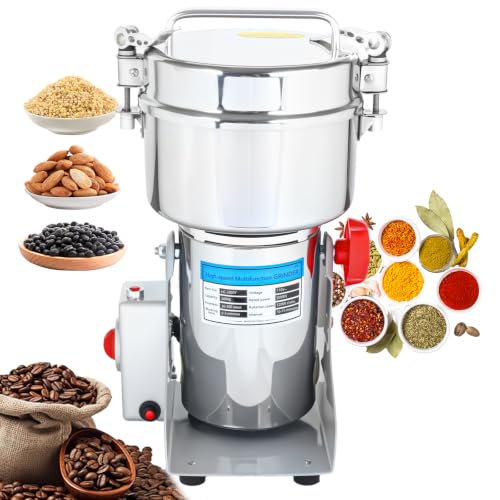2000g Commercial Grain Grinder - 3000W Heavy-Duty Electric Mill for Coffee, Spices, Nuts & Grains | 32000 RPM | Industrial Stainless Steel | 5 Blades System | for Home & Restaurant Use - size: 2000G-swing type