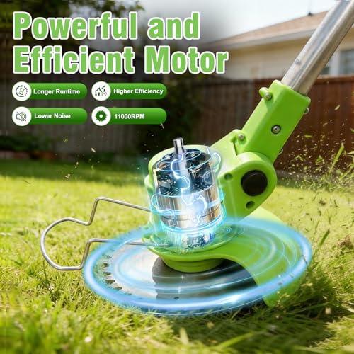 3-in-1 Cordless Weed Wacker: 21V Battery Powered Weed Eater - color: Green