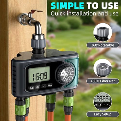 Sprinkler Timer 4 Zone, Programmable Water Timer for Garden Hose with Rain Delay, Manual and Automatic Irrigation Controller System, 4 Outlets Timed Irrigation Controller System for Lawn - size: 4 Outlet