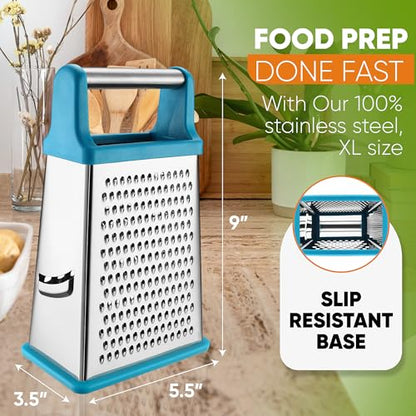 Spring Chef Stainless Steel XL Cheese Grater for Kitchen, Teal - color: Teal