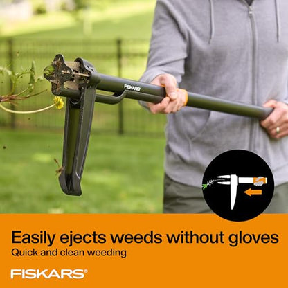 Fiskars Deluxe Stand-Up Weed Puller Tool, 4 Serrated Stainless Steel Claws - style: 4-claw