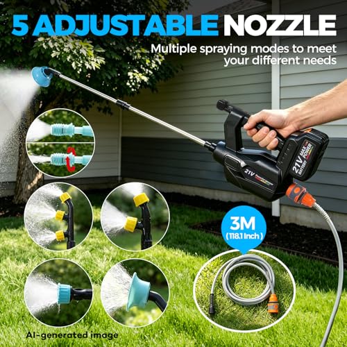 5.8 Gallon 21V Battery Powered Sprayer with Wheel, Electric Garden Sprayer