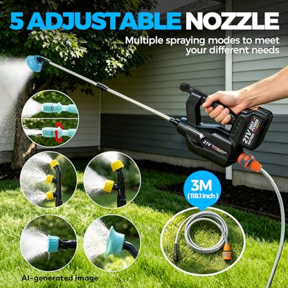 5.8 Gallon 21V Battery Powered Sprayer with Wheel, Electric Garden Sprayer