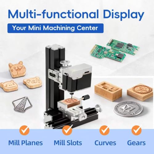 ZHRUI Electroplated Mini Metal Milling Machine 36W 20000rpm DIY Vertical Miniature Mill Lathe Machine Tools for Creative Maker Miniature Miller