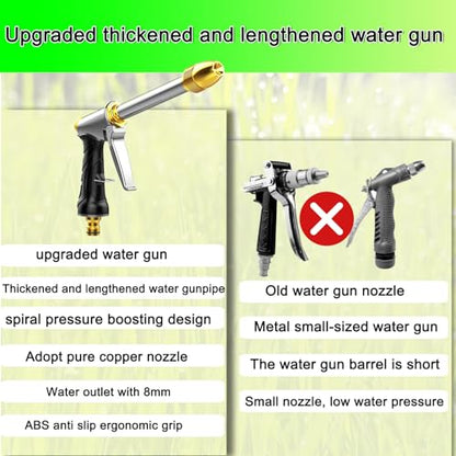 Heavy Duty Garden Hose Nozzle with Adjustable Brass Spray Tip - size: 8.8*5.5*1.4