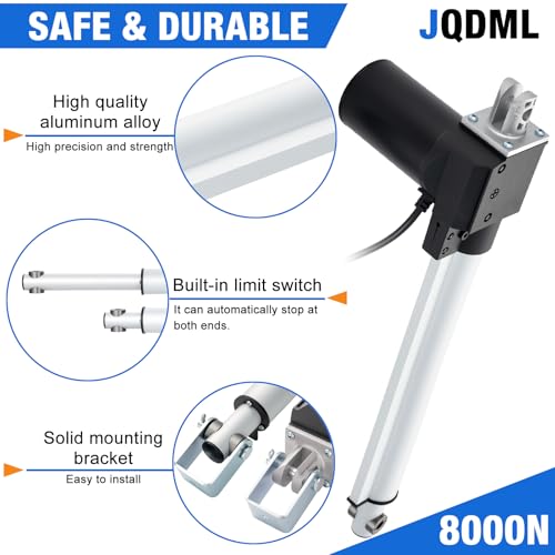 JQDML 12 Inch Stroke 1700 lbs Heavy Duty Linear Actuator 12V - size: 12"