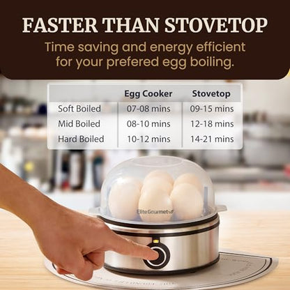 Elite Gourmet EGC855SS Easy Egg Cooker, 7-Egg, Steel - color: Stainless Steel