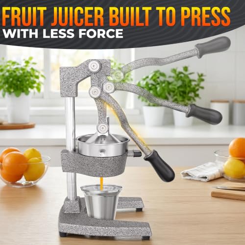 Cast Iron Juicer Hand Press in Silver with 304 Stainless Steel Bowl - color: Grey