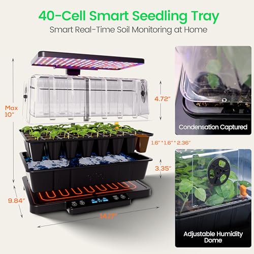 LETPOT Smart Seed Starter Kit with Humidity Dome, Waterproof Seedling Mat & 24W Full-Spectrum LED Grow Light – Smart Heating Base, Soil EC Sensor & App Control for Indoor Germination