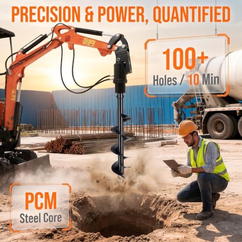 Hydraulic Auger Bit, 8''/200mm Mini Excavator Auger Drill for 0.8 to 2 Tons