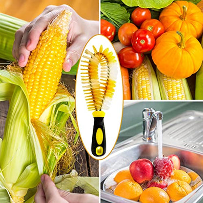 Corn Silk Brush Remover Corn Silk Remover Brush Silking Silker Remove Fruit and Vegetable Cleaning with Handle for Carrots, Potatoes