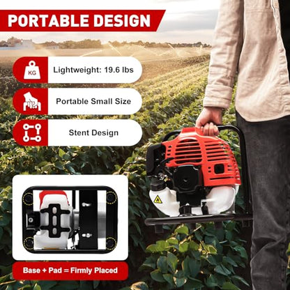 1" Inch Water Transfer Pump,1.7HP 40.2CC 2-Stroke Portable Gas Engine Powered Water Pumps Transfer,Single Cylinder Gasoline,6500 rpm,8,000L/hour