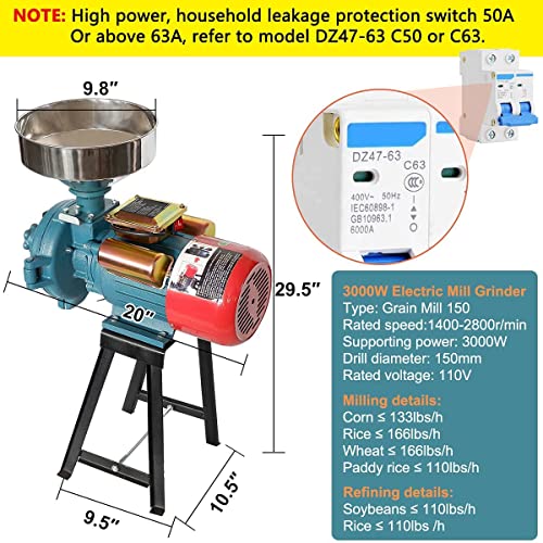 LILYPELLE 3000W Electric Grain Mill, 110V Corn Grinder Mill Grinder - color: Dry Grinder