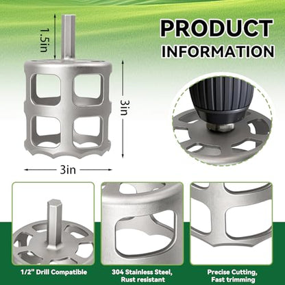 2.75" Sprinkler Head Trimmer for 1/2" Cordless Drills, Stainless Steel