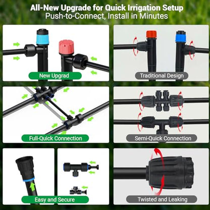 100FT Drip Irrigation Kit, 30 Adjustable Emitters, Quick Connect System - size: 100FT