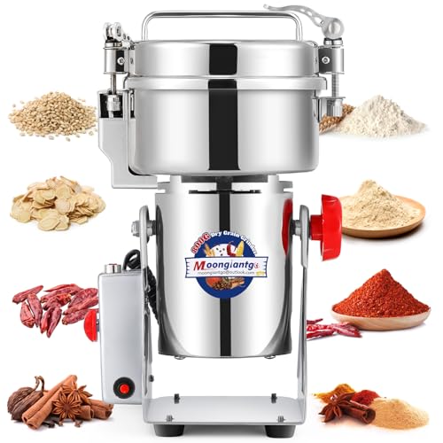 Moongiantgo Electric Flour Mill High Speed Spice Grinder for Kitchen 800g | Commercial Grinder Pulverizer with Overload Protector, Grain Mill Grinder for Dry Spice Cereals Coffee Corn Rice Pepper - size: 800g with Overload Protection