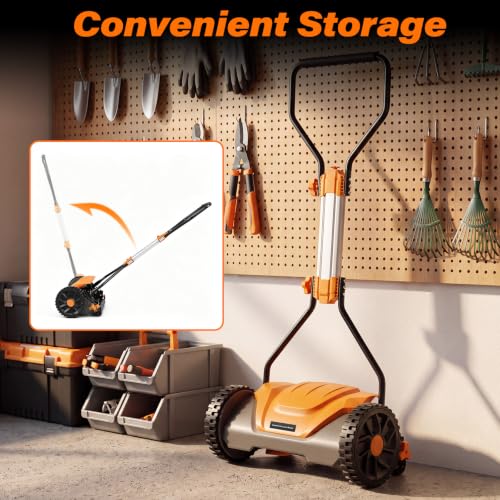 Goplus 16 Inch 5-Blade Push Reel Lawn Mower, Adjustable Cutting Height - color: Orange