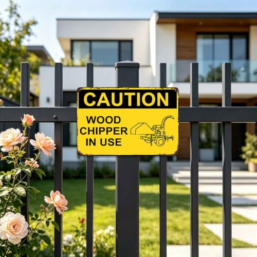 Caution Wood Chipper In Use Vintage Metal Signs 8x12 Inch