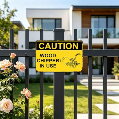 Caution Wood Chipper In Use Vintage Metal Signs 8x12 Inch