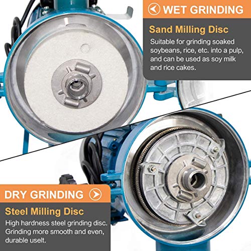 Grain Mills, 3000W Wet Dry Cereals Grinder Electric Grain Grinder Corn Mill