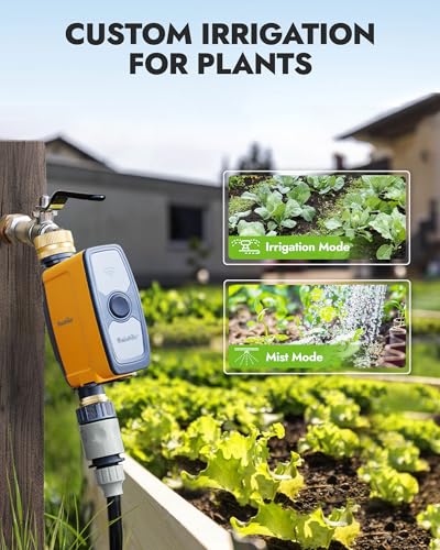 RAINPOINT WiFi Water Timer, Smart Hose Timer for Garden Hose, WiFi Irrigation Controller, Smart Sprinkler System Valve, APP & Voice Control, Weather-Based Automatic Rain Delay, Brass Inlet & Outlet - style: Timer with WiFi Hub