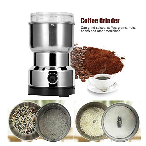 Grain Grinder, Mill Stainless Steel Powder Grinder Machine Coffee Nut Grain Crusher Mill Blender Kitchen Tool For Dry Grains Coffee Rice Corn PepperUs Plug 110V