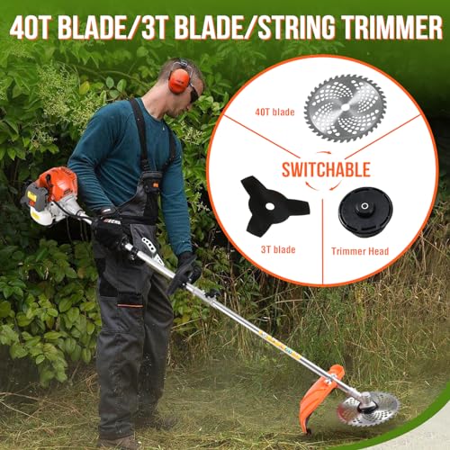 41.5cc Gas Hedge Trimmer Weed Eater 5 in 1 Multi Functional Trimming Tools - color: Orange