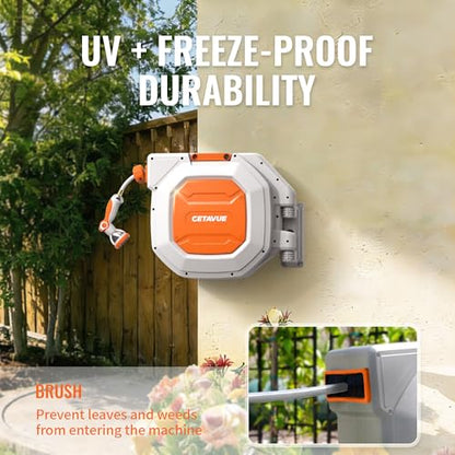 Retractable Garden Hose Reel 5/8 inch x 100 ft Wall Mounted - color: White, size: 5/8"-100FT