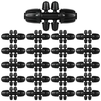 20 Pcs Barbed Tee 6-Way,1/2 to 1/4 Inch Tubing Irrigation Fittings | Locked Barbed Connectors,for (1/2'' ID x 0.60''-0.63'' OD) 16mm Drip Tubing,Anti-Drop Barbed Tee Connectors - size: 20 Pcs 1/2 to 1/4 Inch Locked Barbed 6-Way