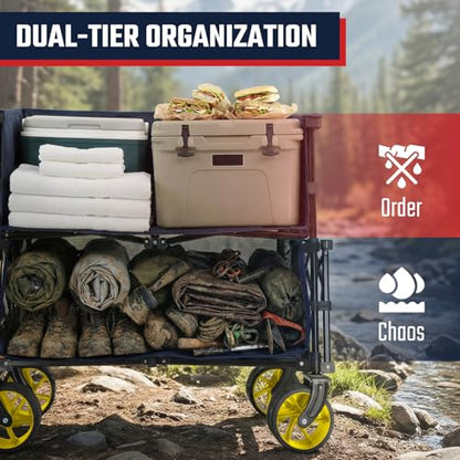 Sekey 400L Double-Decker Wagon, 500 lb Capacity, 50 in Extender - color: Navy Blue