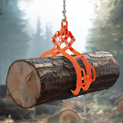 VEVOR 36in Log Lifting Tongs 4 Claw Solid Steel Log Grapple Swivel Tools - size: 36in, style: 4 Serrated Claw