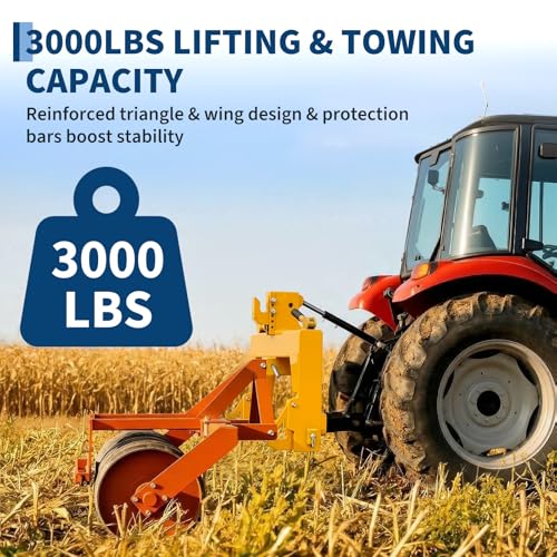 3-Point Tractor Quick Hitch Adapter, Class 1 & 2, 2" Receiver, 300-Pound - color: yellow