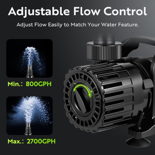 150W Pond Pump, Adjustable Flow 800~2,7800GPH Fountain Pump - size: 150W