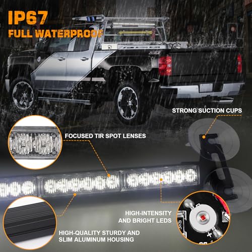 XRIDONSEN 35 inch White Traffic Advisor Light Bar 48 LED Strobe Lights - color: All White