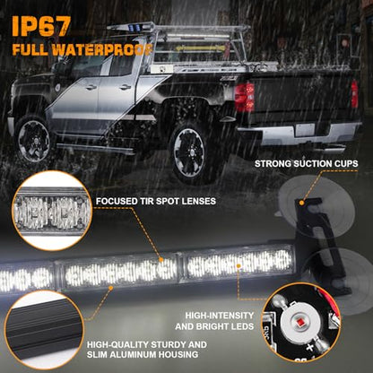 XRIDONSEN 35 inch White Traffic Advisor Light Bar 48 LED Strobe Lights - color: All White
