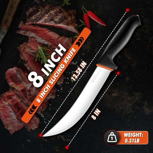 TIVOLI Slicing Knife 8 Inch - Brisket Knife with Non-Slip Softgrip - size: 7.9"