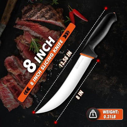 TIVOLI Slicing Knife 8 Inch - Brisket Knife with Non-Slip Softgrip - size: 7.9"