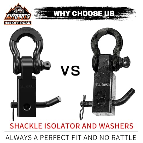 AUTOBOTS Tow Hitch Receiver 2" Shackle Hitch Receiver Black - color: BLACK-BLACK