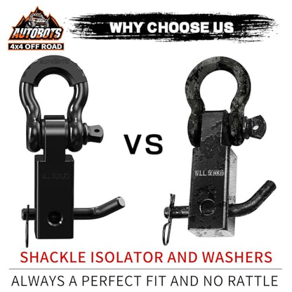 AUTOBOTS Tow Hitch Receiver 2" Shackle Hitch Receiver Black - color: BLACK-BLACK