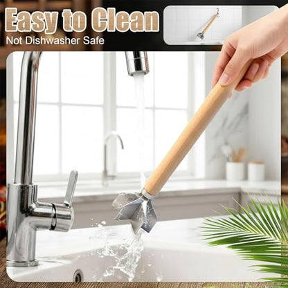 Stainless Steel Potato Masher with Wood Handle - size: 8 x 2.7 inches