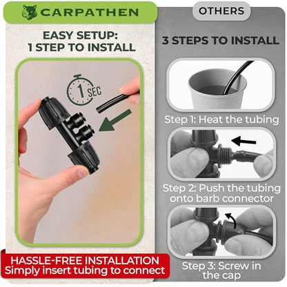 CARPATHEN 1/2" to 1/4" Barbed Tee Quick Connector, 4 Way Fittings, Parts