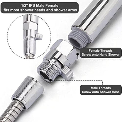 MAYYAYA All Metal Shower Head Flow Control Valve, G1/2 Brass Shut-off Valve - color: Chrome