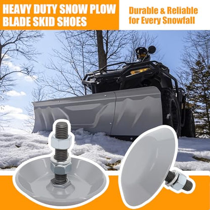 Podoy Snow Plow Blade Heavy Duty Skid Shoes (2 Pack) - color: Silver