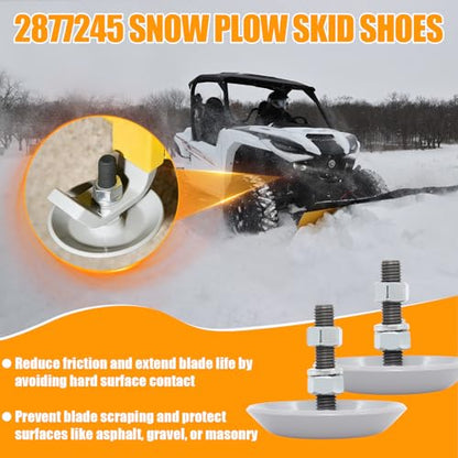 Podoy Snow Plow Blade Heavy Duty Skid Shoes (2 Pack) - color: Silver