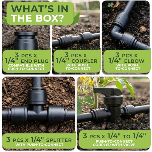 CARPATHEN 1/2" to 1/4" Barbed Tee Quick Connector, 2 Way Fittings, Parts