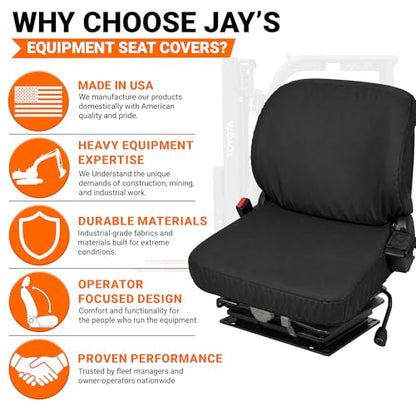 Jay's Equipment Seat Covers, Wing Back Toyota Forklift, Heavy-Duty Canvas