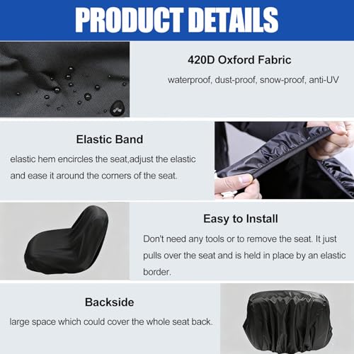 Waterproof Riding Lawn Mower Seat Cover,Outdoor Dustproof UV-Resistant Mower Seat Cover Fits John Deere,for Cub Cadet,for Kubota(Medium) - size: medium