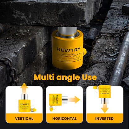 NEWTRY 30T Short Hydraulic Ram Jack, 2" Stroke Porta Power Ram Auto Retract - size: 30T