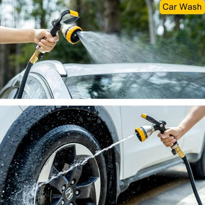 FANHAO Fireman Style Garden Hose Nozzle Heavy Duty Metal, 8 Spray Patterns - color: Yellow